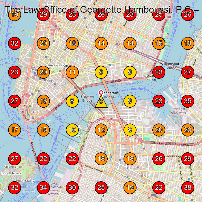 The Law Office of Georgette Hamboussi, P.C GeoGrid visibility map for Personal Injury Attorney in New York